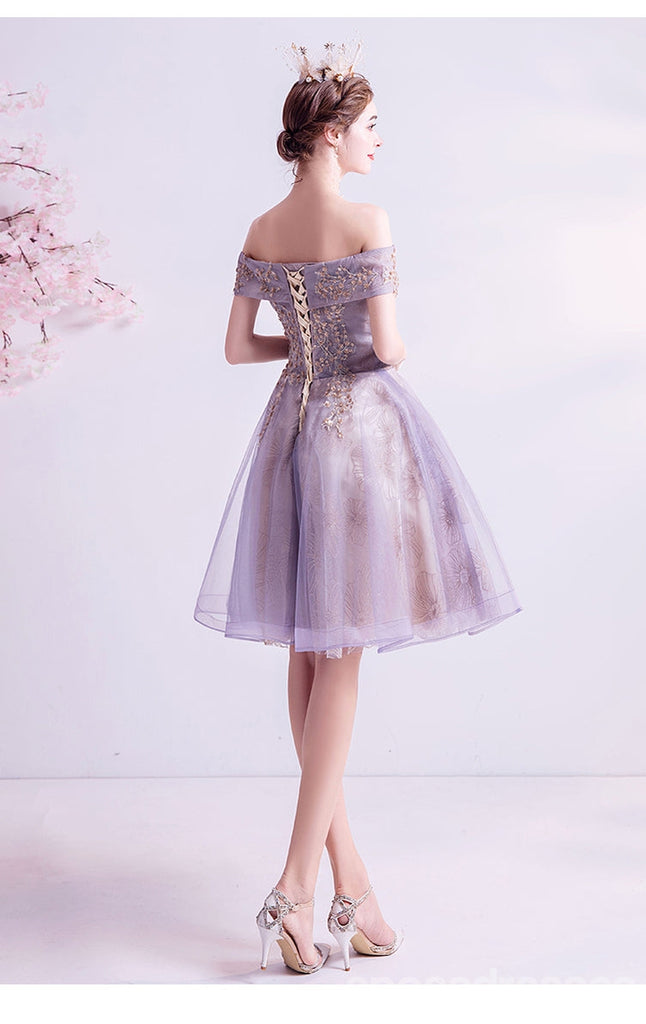 V Neck Dusty Pink Tulle Beaded Short Homecoming Dresses Online, Robes de bal courtes pas chères, CM845