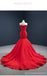 Red Mermaid V-neck Off Shoulder Long Party Prom Dresses Online,12566