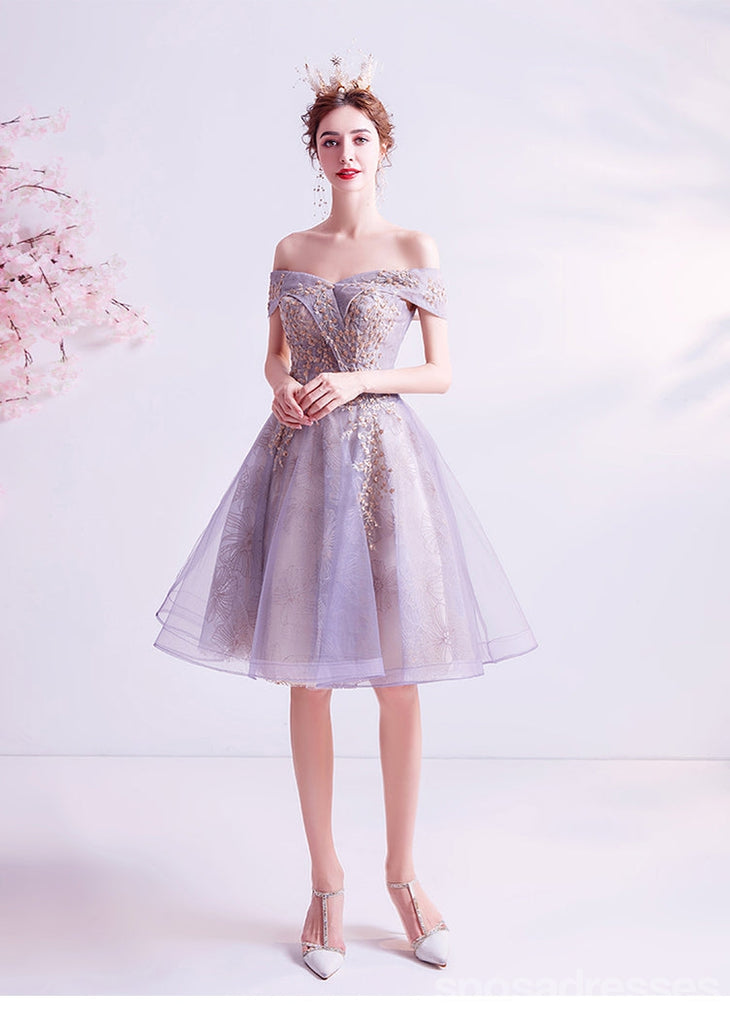 V Neck Dusty Pink Tulle Beaded Short Homecoming Dresses Online, Robes de bal courtes pas chères, CM845