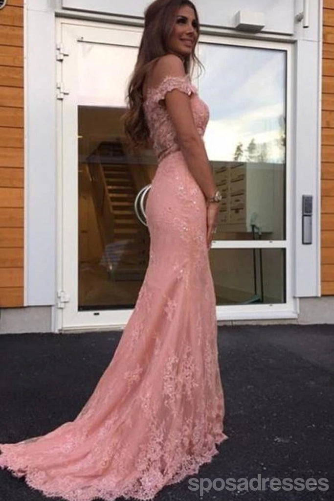 Sexy Peach Mermaid Off Shoulder Cheap Long Prom Dresses,Evening Party Dresses,12820