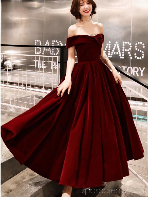 Simples Off Shoulder Dark Red Cheap Vestidos de Homecoming Online, vestidos baratos de Baile de Baile, CM776