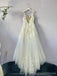 Straps A-line Open Back V-neck Handmade Lace Wedding Dresses,WD786