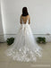 Straps A-line Open Back V-neck Handmade Lace Wedding Dresses,WD786