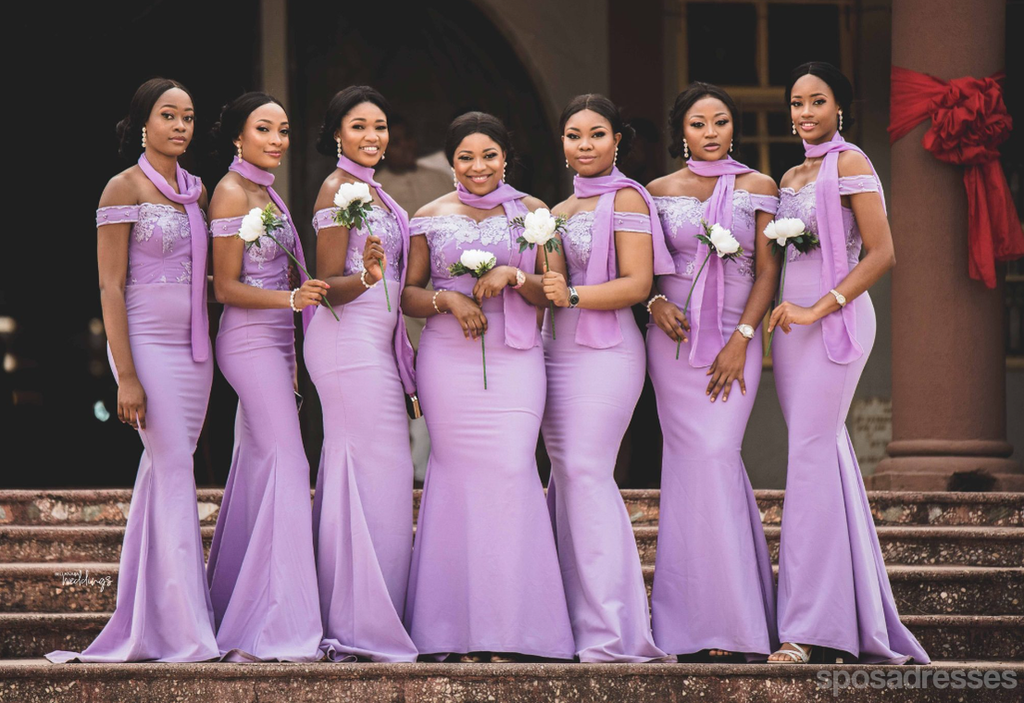 Purple Mermaid Off Shoulder Cheap Long Bridesmaid Dresses,WG1674