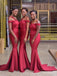 Red Straps Unique Long Mermaid Sexy Cheap Bridesmaid Dresses Online, WG576