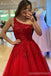 Red A-line One Shoulder Cheap Long Prom Dresses, Evening Party Dresses,12856