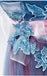 Off Shoulder Blue & Pink Tulle A-line Long Evening Prom Dresses, 17627