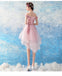 V Neck Dusty Pink Tulle Beaded Short Homecoming Dresses Online, Robes de bal courtes pas chères, CM845