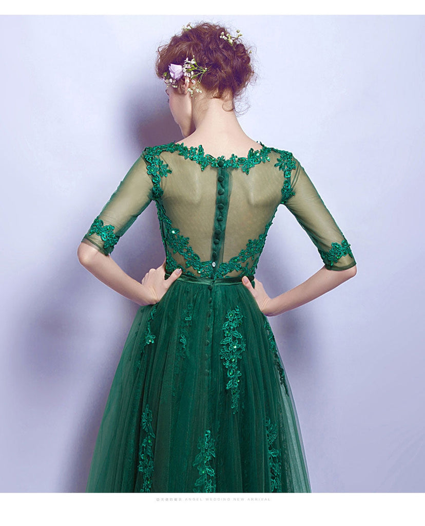 Green Short Sleeves Jewel Homecoming Dresses,Cheap Short Prom Dresses,CM922