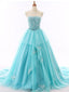 Tiffany Blue A-line Lace Cheap Long Evening Prom Dresses, Cheap Custom Sweet 16 Vestidos, 18516