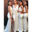 V Neck Side Slit Simple Bridesmaid Dresses, Cheap Bridesmaids Dresses, WG727