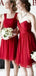 Red A-line Sleeveless Chiffon Cheap Short Bridesmaid Dresses Online, WG800