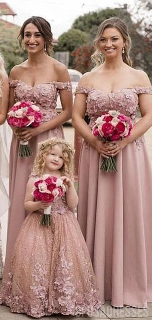 A-line Off The Shoulder Applique  Long Bridesmaid Dresses Online, WG824