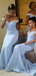 Mermaid Off The Shoulder Blue Long Bridesmaid Dresses Online, WG873