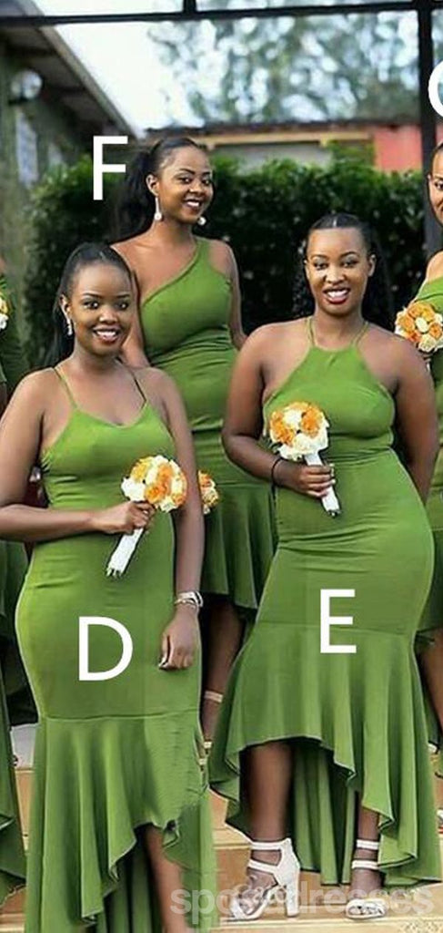 Mismatched Mermaid Soft Satin Green Bridesmaid Dresses Online, WG896