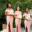 Pink Mermaid Off The Shoulder Long Bridesmaid Dresses Online, WG900