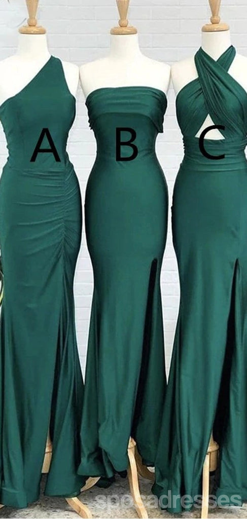 Mermaid Mismatched Sleeveless Side Slit Long Bridesmaid Dresses Online, WG909