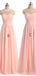 A-line Pink Sleeveless Ruffle Chiffon Long Bridesmaid Dresses Online, WG910