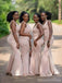 Unique Sheath V Neck  Sleeveless Side Slit Long Bridesmaid Dresses Online, WG928