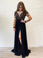 A-line V Neck Lace Applique Prom Dresses, Sweet 16 Prom Dresses, 12406