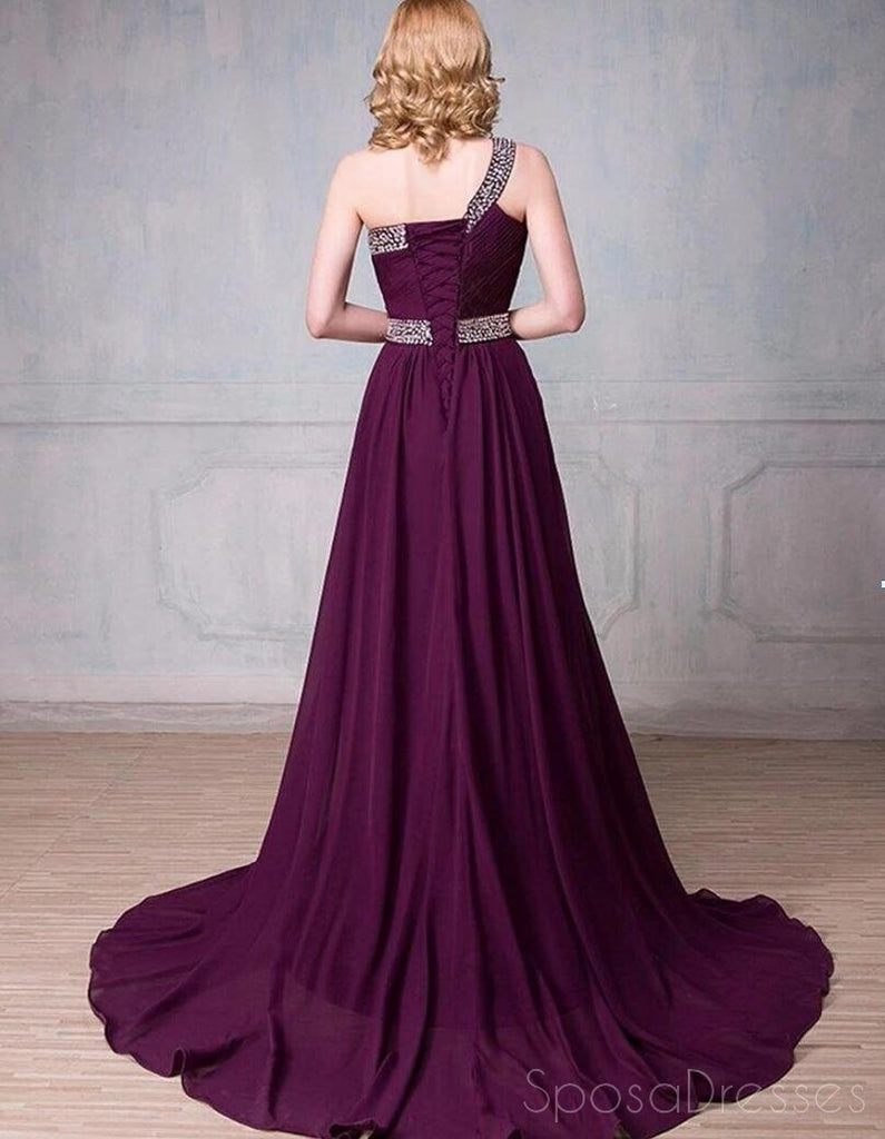 One Shoulder Ombre Beaded Long Evening Prom Dresses, Cheap Sweet 16 Dresses, 18355