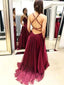 Sexy Backless V Neck Brown Long Evening Prom Dresses, Cheap Custom Sweet 16 vestidos, 18454