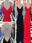 Sexy Backless V neck Beaded Floor Long Custom Evening Prom Dresses, 17420