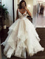 Ivory Thick Organza Straps Ball Gwon Wedding Dresses Online, Cheap A-line Bridal Dresses, WD466