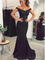 2018 Off Shoulder Black Mermaid Long Evening Prom Dresses, 17456