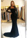 Elegant Black Mermaid Long Sleeves Maxi Long Prom Dresses,Evening Dresses,13131