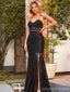 Sexy Black Mermaid Two Pieces Side Slit Maxi Long Prom Dresses,Evening Dresses,13109