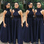 Black A-line Halter Sleeveless Cheap Long Bridesmaid Dresses Online, WG858