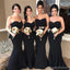 Sweetheart Black Mermaid Blet Long Cheap Bridesmaid Dresses Online, WG680