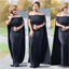 Unique Black Mermaid Off Shoulder Cheap Long Bridesmaid Dresses,WG1456