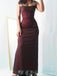 Simple Red Sheath Spaghetti Straps Maxi Long Prom Dresses,13212