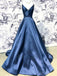 Simple Navy Blue Cheap Long Evening Prom Dresses, Cheap Custom Party Prom Dresses, 18584