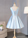 V Neck Simple Blue Cheap Short Homecoming Dresses Online, CM669