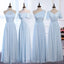 Cheap Sky Blue Floor Length Mismatched Chiffon Bridesmaid Dresses Online, WG538