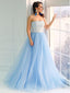 Strapless Lace Luz Azul de Uma linha de Baixo de Noite Vestidos de Baile, Sweet 16 Dresses, 17499