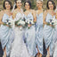 Spaghetti Straps Light Blue Tea Length Cheap Bridesmaid Dresses Online, WG314