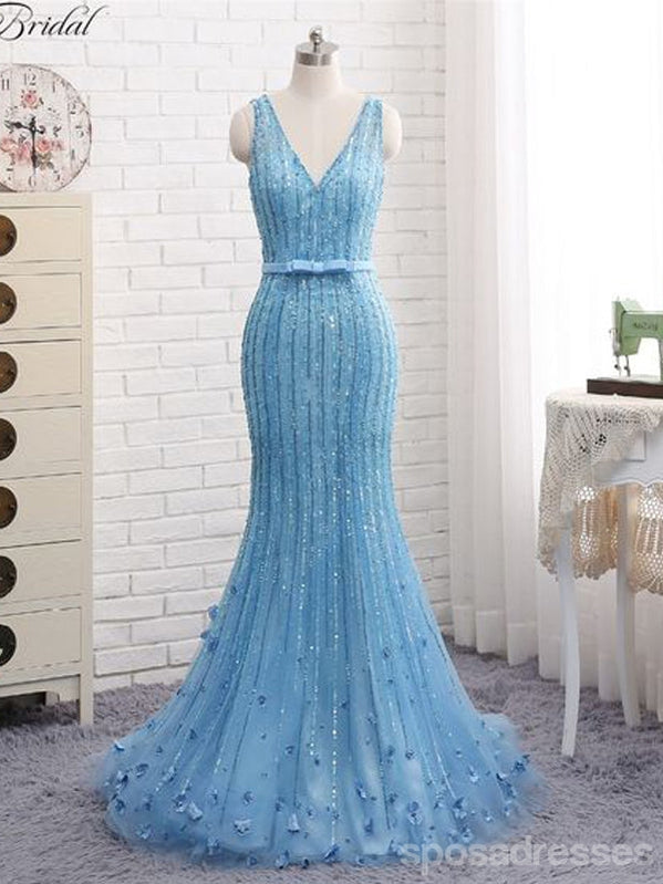 Querida pescoço ouro lantejoulas uma linha barato longo Evening Prom Dresses, Evening Party Prom Dresses, 12350