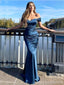 Sexy Blue Mermaid Off Shoulder Cheap Maxi Long Prom Dresses,13227