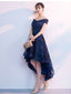 Blue Off Shoulder High Low Homecoming Dresses,Cheap Short Prom Dresses,CM933