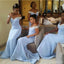 Mermaid Off The Shoulder Blue Long Bridesmaid Dresses Online, WG873