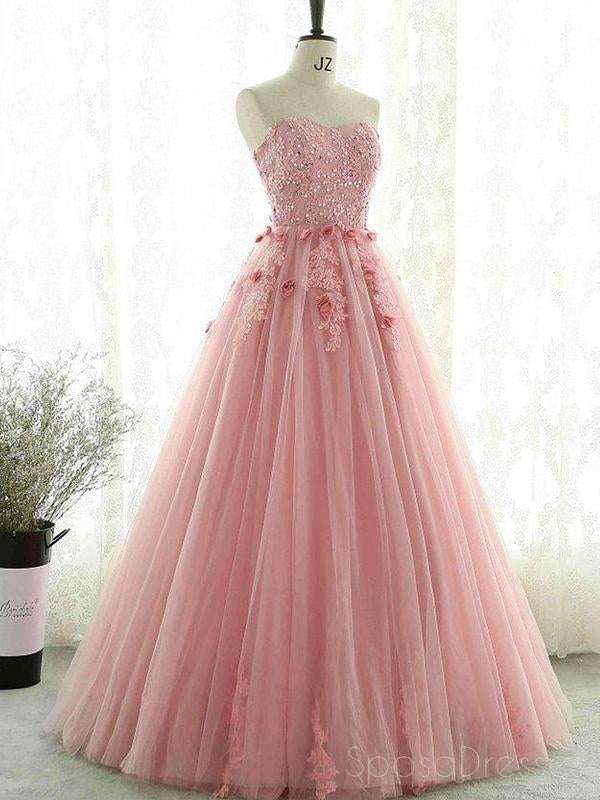 Sweetheart Blush Pink Lace Evening Prom Dresses, Sweet 16 Dresses, 17491