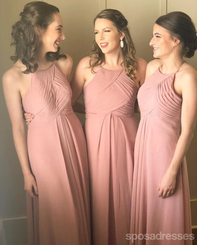 Mismatched Blush Pink Chiffon Long Bridesmaid Dresses Online, WG687