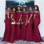 Spghetti Straps Burgundy Mermaid Long Cheap Custom Bridesmaid Dresses, WG316