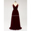 Dark Red Spaghetti Straps Chiffon Open Back Cheap Bridesmaid Dresses, WG584