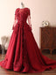 Manches longues Dentelle Rouge foncé Robes de soirée, Cheap Custom Sweet 16 Robes, 18533