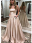 Simple Strapless Long Evening Prom Dresses With Pockets, Cheap Custom Party Prom Dresses, 18602